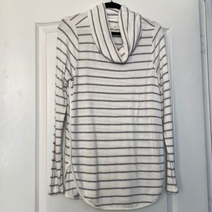 Cowl neck stripe sweater